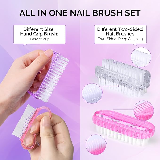 MelodySusie All in One Nail Brush Set, 6 Pack Nail Brushes for Cleaning Fingernails, Nail Dust Brush and Cleaner Scrubbing Set Manicure Pedicure Tools for Men and Women