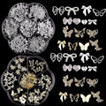 16 Grids Bow Nail Charms Gold Bow Manicure Kit 3D Metal Cute Bow Butterfly Nail Charms Alloy Bowknot Nail Art Gems Luxury Nail Art Decoration for Women Girls
