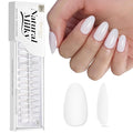 Beetles Natural Milky White Nail Tips | 160PCS, 16 Sizes Short Oval Nail Tips | Pre-Colored Full Cover Soft Nail Gel Fake Nails | Salon-Gel Look for DIY Manicure