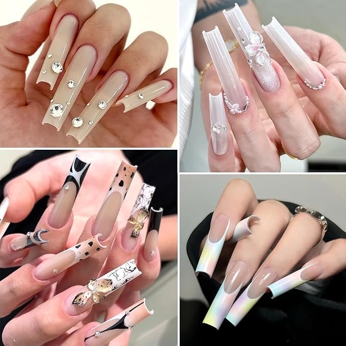 Sandwich Dual Nail Forms Kit, 280PCS Straight Square Top and Bottom Dual Forms for Builder Gel, Reusable Acrylic Nail Extension Molds with Guide Lines, Professional Manicure Supplies