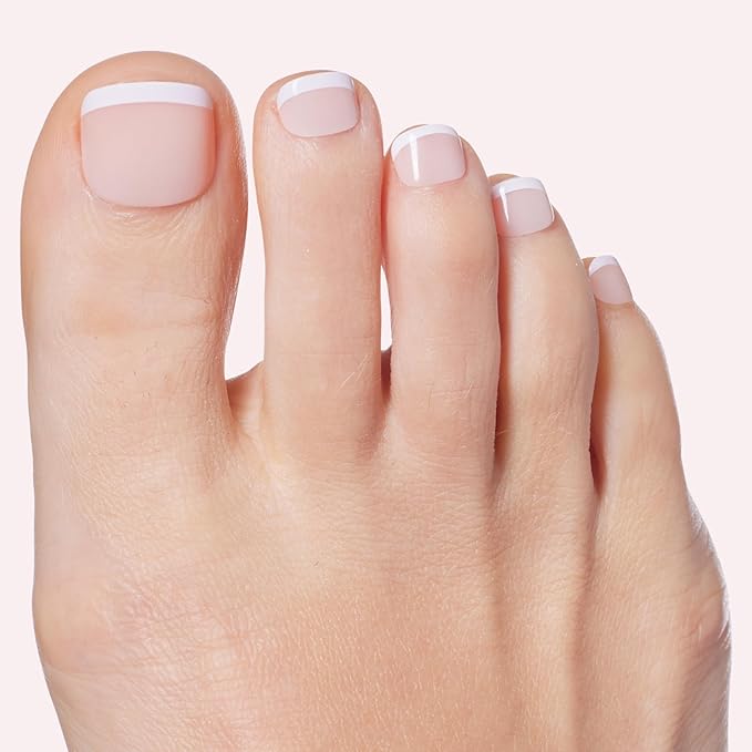 Dashing Diva Magic Press Pedicure Set - Fit For A Queen - Press On Nails - Long Lasting Gel - Lasts Up to 10 Days - Summer Gel Set - 4-Piece Pedicure Kit with 24 Nails