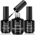 Beetles 3Pcs 15ml Builder Nail Gel with No Wipe Top Coat Gel Nail Polish and Base Coat Set for Nails Shine Finish and Long Lasting Nail Protection UV/LED Lamp Needed Gift for Women