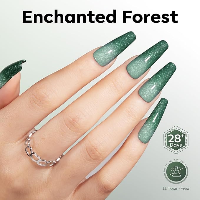 modelones Gel Nail Polish Green Sage Color Changing Mood Temperature Change Deep Green Nail Polish Gel Soak Off Nail Art 15ML