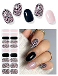 Semi Cured Gel Nail Strips (Pink Leopard), Purple, 20 Pcs Gel Nail Wraps, Stickers, Salon Quality, Long Lasting, Works with Any UV Lamps