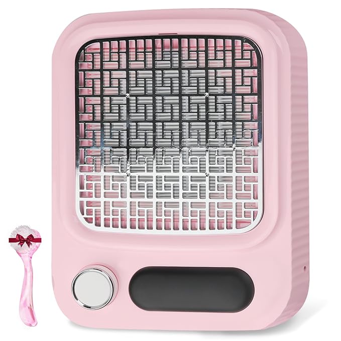 Pink Nail Dust Collector with Reusable Filter for Acrylic Gel Nails, 80W Power Nail Vacuum Cleaner Dust Catcher Adjustable Dust Sucker for Nails Manicure Pedicure at Home Nail Salons