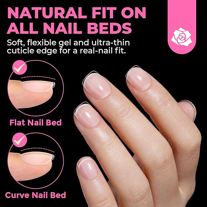 UNA GELLA Short Square Nail Tips 504PCS Pre Etched Extra Short Soft Gel Fake Nails Tips for Women DIY Squoval Press On Nails Extension French Style Salon Full Cover Acrylic Tips 12 Sizes