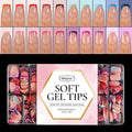 Misssix XBASICTIPS French Tip Press On Nails, 600Pcs Short Square French Gel Nail Tips, Soft Gel Pre-shaped No Need to File 3 in 1 Tips, 20 Colors Fake Nails for Nail Art DIY 15 Sizes