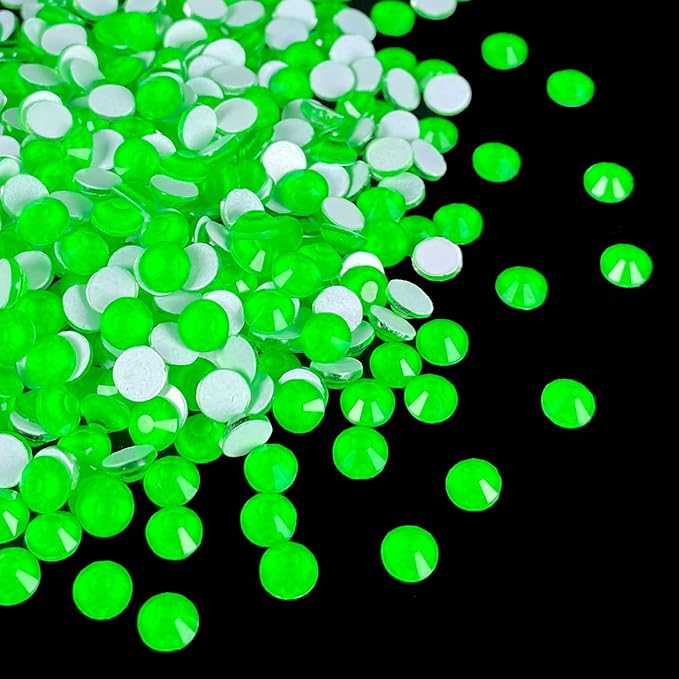 Flatback Glass Rhinestones,Bedazzler Gems 288pcs Non Hotfix Crystal Rhinestones for Nail Charms Crafts Clothes Tumblers,Green Neon,SS30