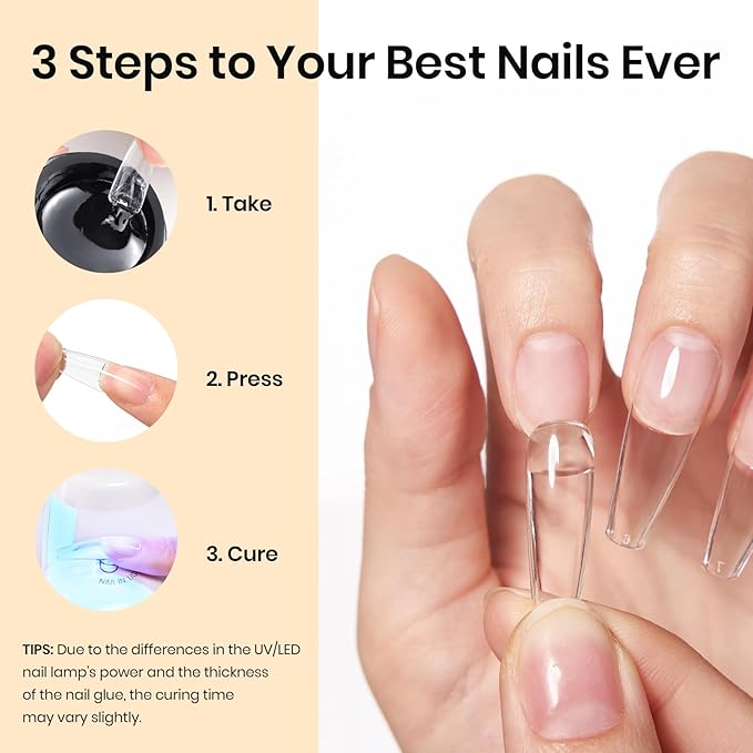 Beetles Solid Nail Glue Gel for False Tips, 15g Strong Adhesion for Press on Acrylic Tips, Clear Hard Gel 3D Sculpting for Spring Nail Art UV Light Cured