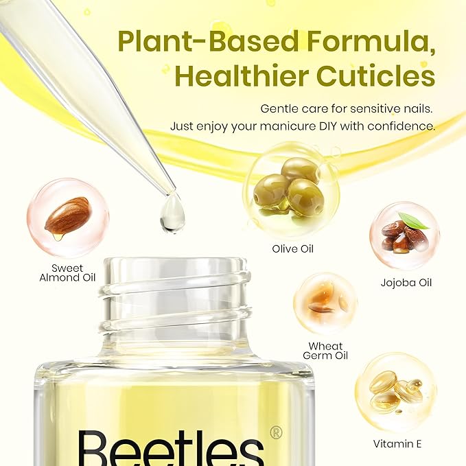 Beetles Cuticle Oil for Nails 20ml, Olive Nail & Cuticle Care Oil, Nourishing Hydrating Cuticle Treatment, Strengthen and Repair Dry Cracked Cuticles, Moisturizing Nail Oil for Manicure