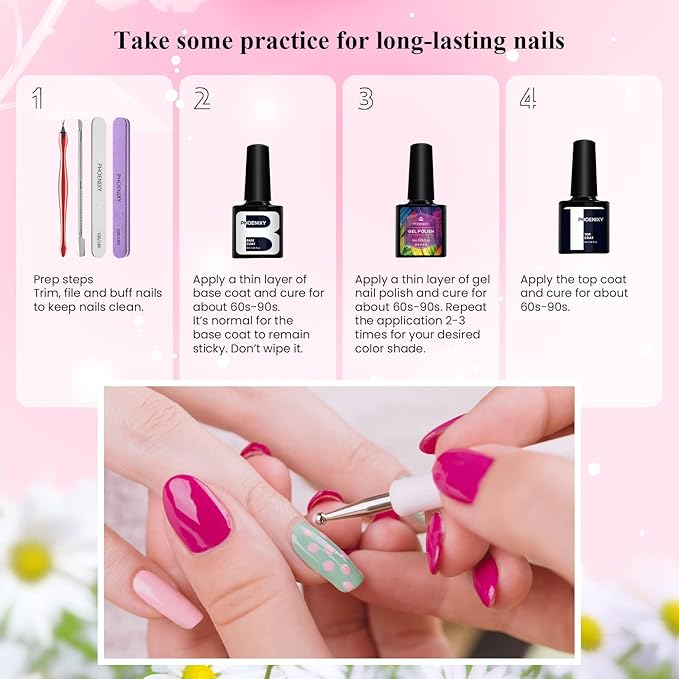 Phoenixy Gel Nail Polish Kit with U V Light, 36 PCS Gel Nail Kit Pink Red Brown Blue Green Nail Polish Set Manicure Starter Kit Gifts for Women