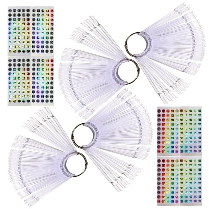 Nail Swatch Sticks with Ring for Nail Color Display Nail Art Supplies Nail Practice Samples (200pcs, transparent)