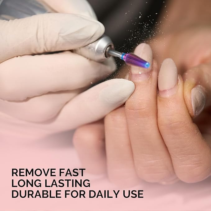 MelodySusie Professional Tornado Nail Drill Bits, 3/32'' Carbide Tungsten Multi-function Bits, Suitable for Manicure Pedicure Cuticle Gel Polishing, Salon Bits, Purple, Series Bit-X, Medium