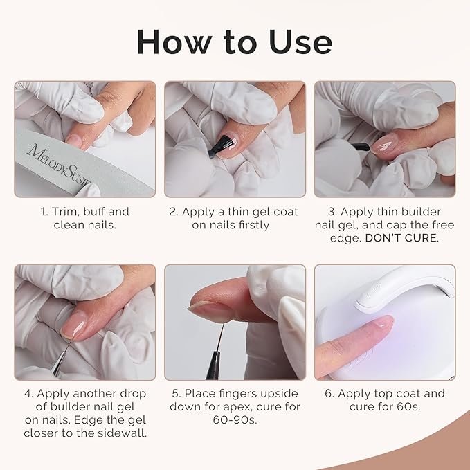 MelodySusie Hema Free Nude Pink Builder Nail Gel for Nails Thickening, 0.5 Fl Oz, Soak Off UV Extension Gel, Nail Art Design Salon DIY Manicure at Home for Women H1403