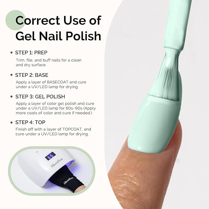 MelodySusie Hema Free Gel Nail Polish, 0.5 Fl Oz Thick Light Mint Green Gel Polish, Non-Toxic, Long Lasting, Soak Off UV Nail Polish, Manicure Nail Design Salon DIY Nail Art at Home K0840