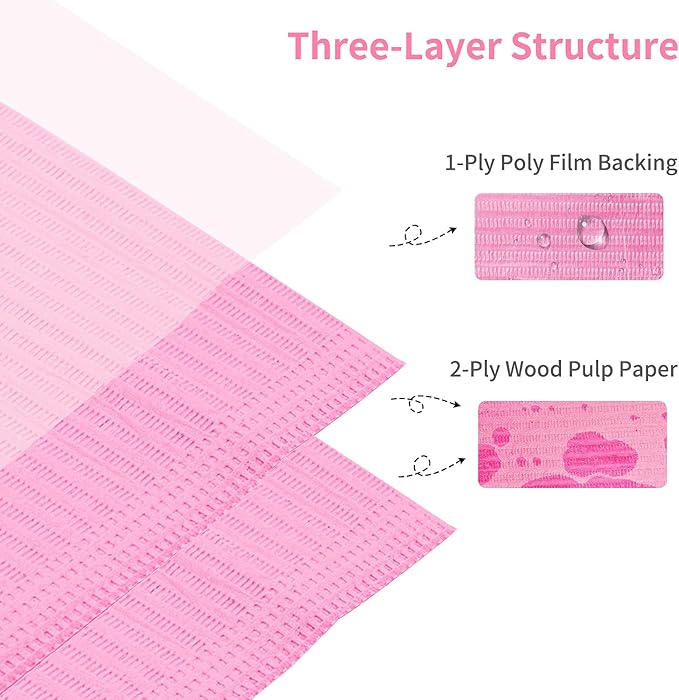 50PCS Disposable Nail Mats, Foldable Nail Paper Towels, 13"x18" Table Acrylic Nail Practice Sheet, 3 Ply Waterproof Clean Nail Table Mat for Salon, Manicure Tattoo, Nail Art Accessories (Pink)