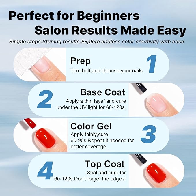 JR Blue Gel Nail Polish Set, 16ml Full Size Bottle 6 Colors Blue 9D Cateye Glitter Nail Gel Polish Gift Soak Off Led Nail Art Kit Salon DIY Colorful Bottle I