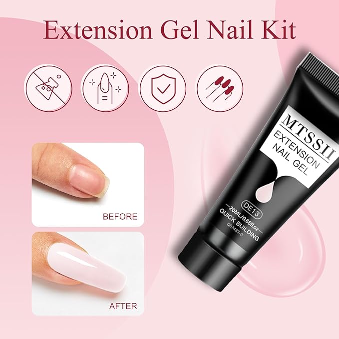 MTSSII 15Pcs Gel Nail Polish Set 6 Colors Nude Gel Polish + 3Pcs Poly Nail Gel Poly Extension Gel for Nail with Slip Solution, Dual-Ended Brush, Nail File Manicure Kit