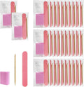 Disposable Manicure kit Individually Package, Mini Nail Buffer, Nail File, Wood Stick, Press on Nail Tool Kit for Salon Home (Pink, Count, 40, 80/100 Grit)