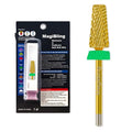 6.6mm Large Tapered Barrel 5-in-1 Nail Drill Bit, 3/32" Cross-Cut Safety Tungsten Carbide Efile Bit for Fast Gel & Acrylic Removal, Two-Way Rotation, Nail Tech & Beginner Bit, Titanium, Coarse