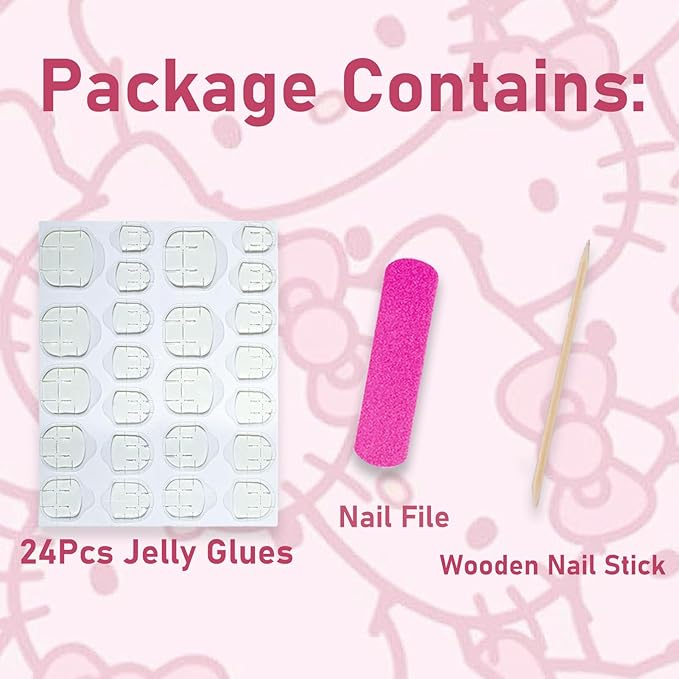 Pink Glitter French Tip Press on Nails Medium Square Fake Nails Glossy Rhinestones Full Cover Coffin False Nail with Rhinestones Charms Design Acrylic Nail for Women 24Pcs