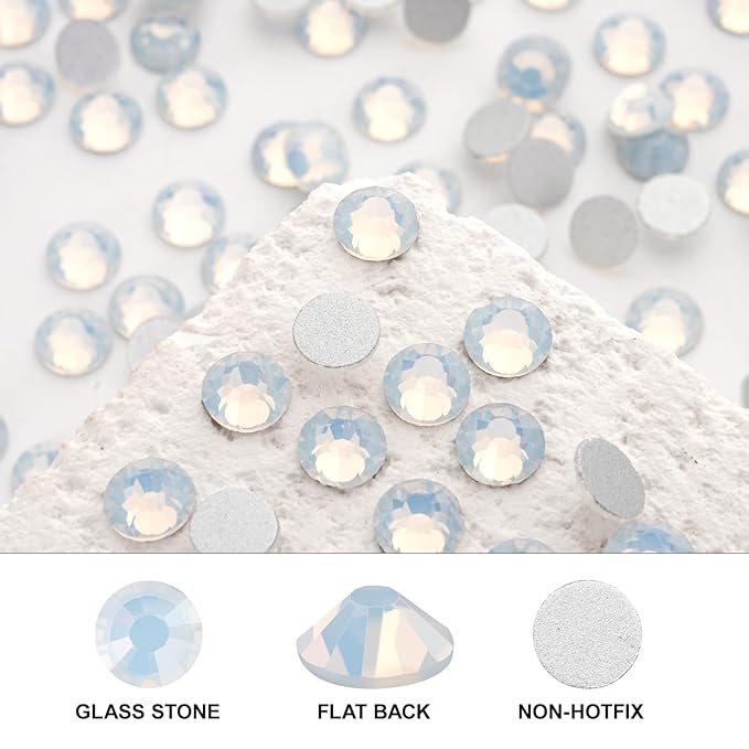 Novani 3000 Pieces Flatback Rhinestones Glass Round Gems White Opal Crystals for Nail Art DIY Crafts Clothes Shoes,SS10,2.7-2.9mm