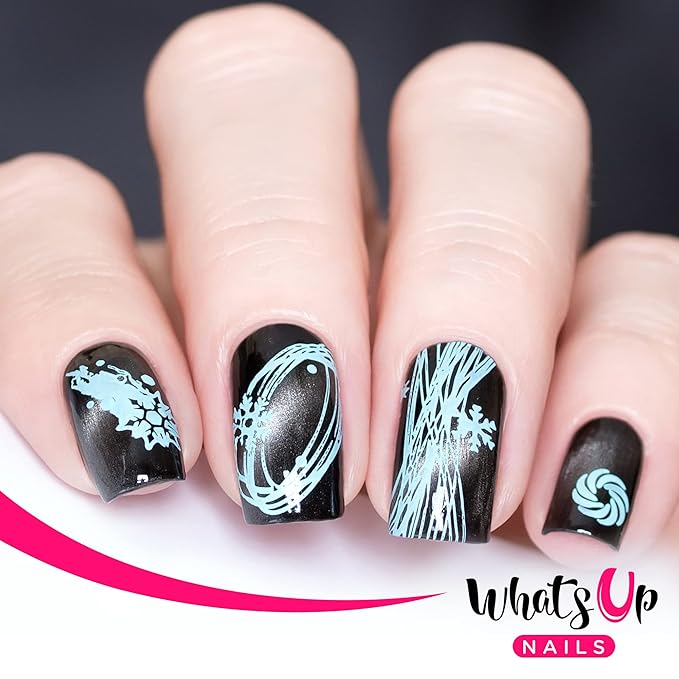 Whats Up Nails - Christmas New Year Winter Nail Stamping Plates (A022, B065) for Nail Art Design