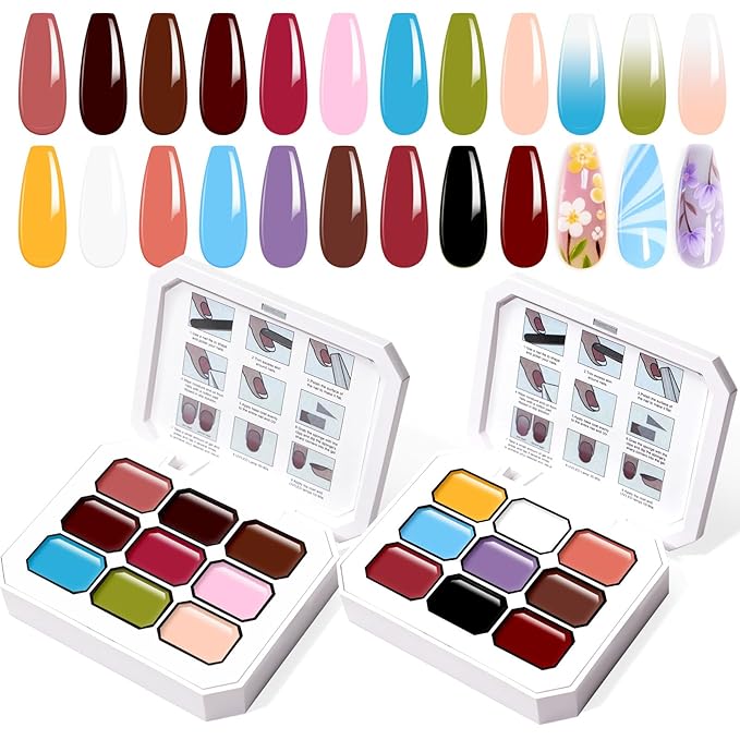 Gradient Painting Gel Set, 18 Pink Black&White Ombre Gel Nail Polish Pigment Pat Nail Long-lasting Silky Texture Highly Saturated French Manicure Soak of UV/Led Home Salon DIY Art M&K