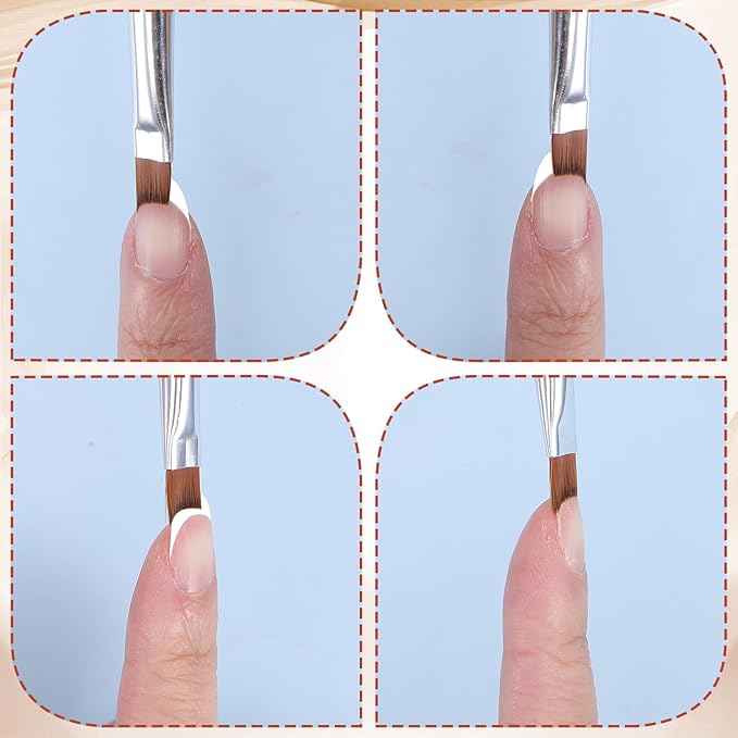 6 Pcs French Tip Nail Brush - Black Handle Oblique Head Brushes - Nail French Tip Brush For UV Gel Acrylic Painting And Nails Art Drawing