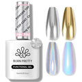 Born Pretty Top Gel for Chrome Nail Powder, 15ml Top Gel for Metallic Gel Nail Polish, Shine Finish and Long Lasting, Soak Off Nail Lamp Gel Nail Art Design
