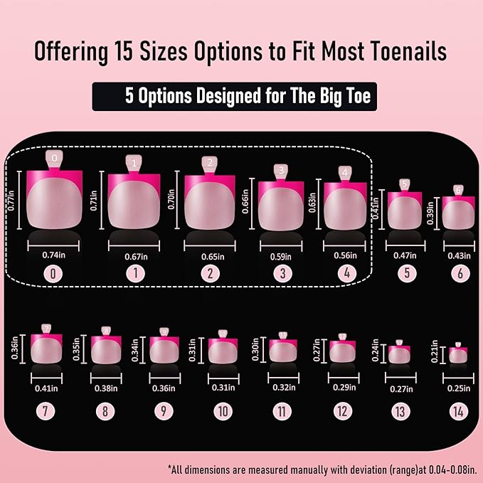 Toe Nail Press Ons, French Tips Toe Press On Nails, 150pcs Square Pre-Designed Soft Gel Thick False Toenail Extension, 5 Colors Full Cover Acrylic Nails for DIY 15 Sizes