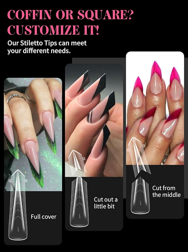 EBANKU Dual Nail Forms for Poly Extension Gel, 150 PCS Clear Claw Nail Molds Reusable 15 Sizes Nail Extension Forms for Builder Gel Manicure Design Salon DIY