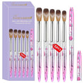 5PCS Valentine Acrylic Nail Brush Set - Size 8/10/14/16/18 Brushes for Acrylic Powder Application, 3D Carving & Nail Art Extension, Pink Flower Handle Nail Tools for DIY Salon Manicure