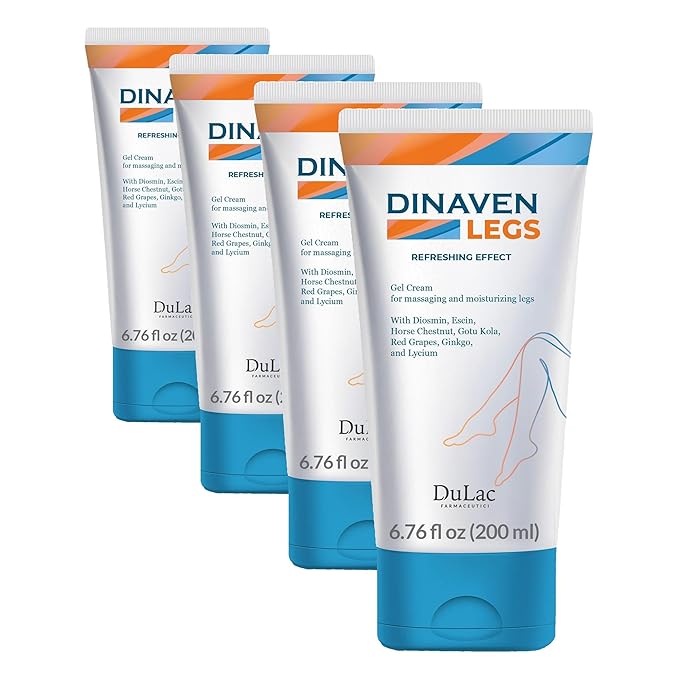 DULÀC FARMACEUTICI 1982 Dulac Dinaven Legs Cooling Cosmetic Gel With Natural Botanical Elements Lightweight Daily Leg Care Fast Absorbing Body Formula 6.76 Fl Oz (Pack of 4)