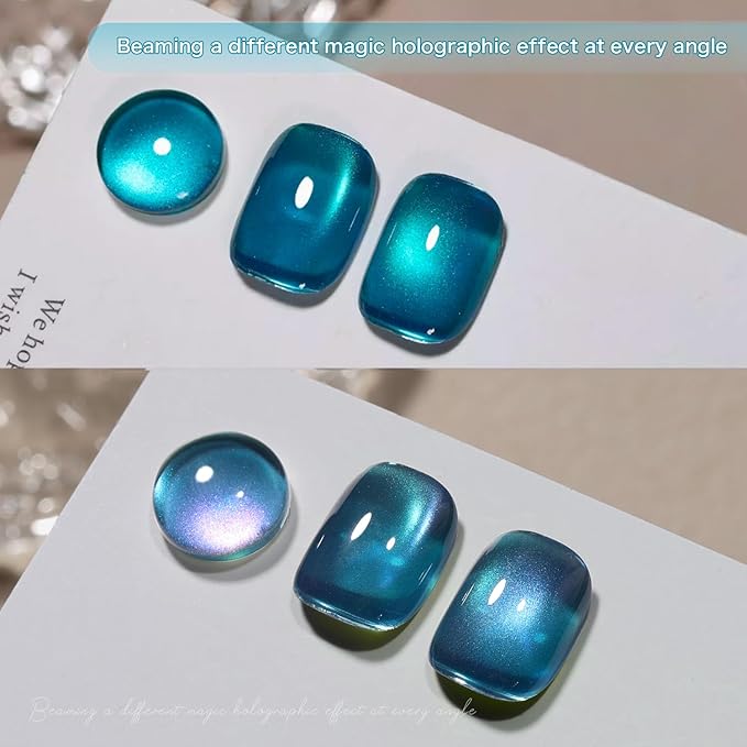 GAOY Glitter Cat Eye Gel Nail Polish Set with Matte Gel Top Coat
