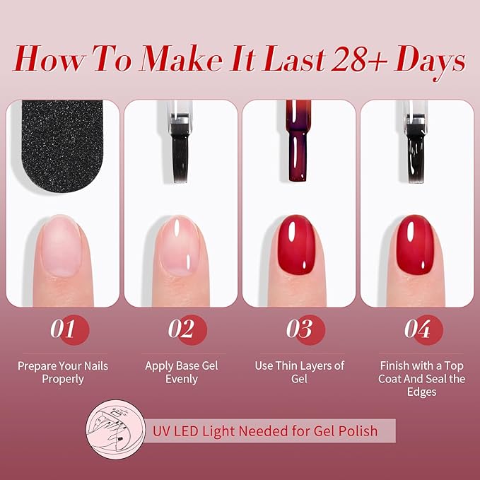Born Pretty Jelly Red Burgundy Gel Nail Polish Valentine's Day Ruby Blood Red Glitter Cat Magnetic Eye Gel Nail Polish Wine Gel Polish Collection Soak Off U v Led Gel Nail Kit Minicure DIY Gift 6PCS
