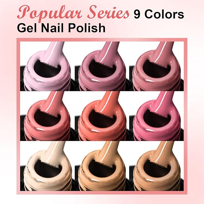 MEET ACROSS 12pcs Gel Nail Polish Set,Soak Off UV LED Lamp Gel Nail Polish Kit,Fashion Shimmer Nail Art Design Gifts for Women Manicure Salon (Milky tea)