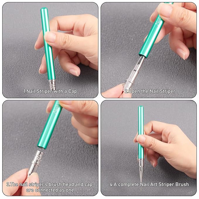 DANNEASY Liner Nail Art Brush, Nail Art Liner Brushes for Brush Strokes/Flower Outline/Thin Details/Fine Drawing Professional Manicure Brushes - Size 12mm