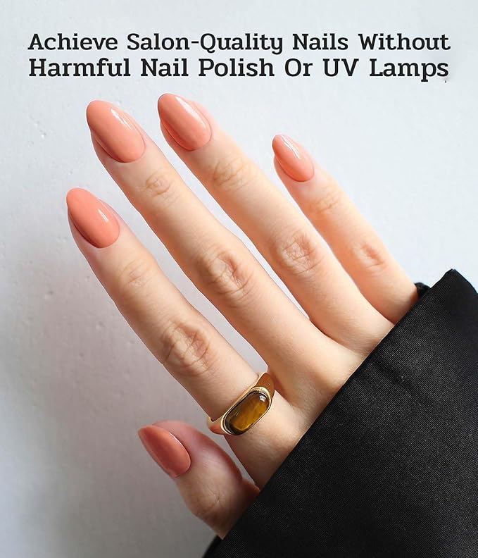 Nail Polish Strips (No UV Lamp Needed) - 22 Pcs Salon Quality Gel Nail Stickers - Long Lasting Wraps (Rust)