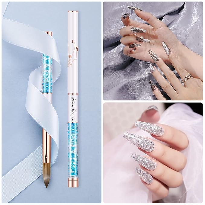 Acrylic Nail Brush Size 10, 100% Real Kolinsky Art Nail Brush for Acrylic Powder Application, Handmade Women Manicure Nail Extension Tool for Professional DIY Home Salon and Beginners