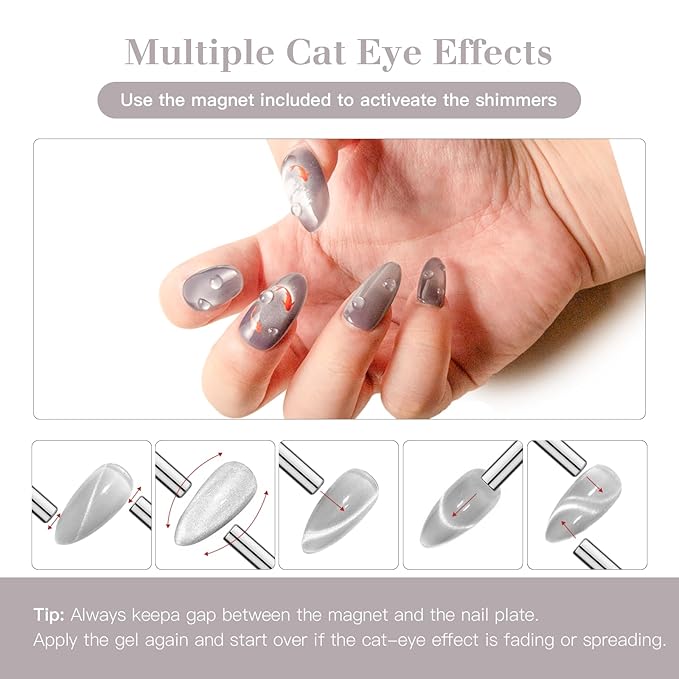 High-Density & Ultra-Bright Cat Eye Gel Nail Polish with Magnet Stick, 15ml Sparkling Magnetic Gel for DIY Manicure, Long-Lasting Shine - Seafoam Luster