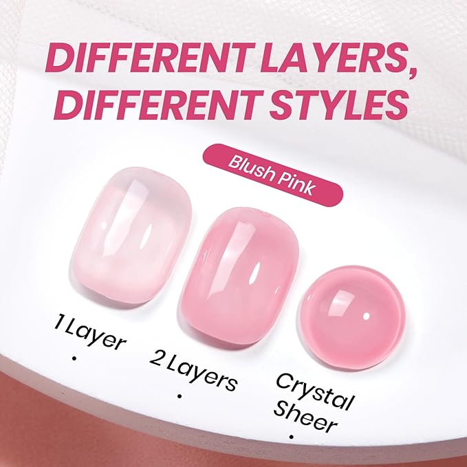 Beetles Nude Pink Gel Nail Polish - Blush Cappuccino Clear Pink, 7.5ML Natural Jelly Gel Polish Sheer Translucent Colors Nail Concealer Soak Off UV French Nail Art Manicure Gift for Women