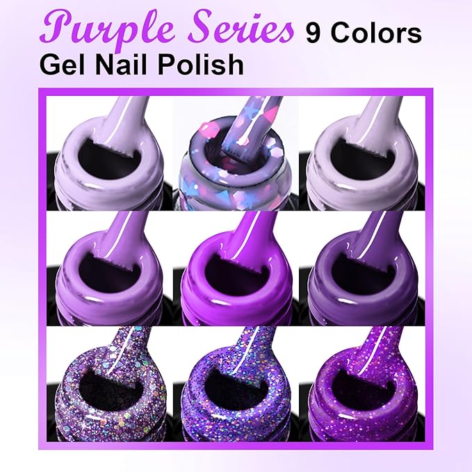 MEET ACROSS 9 Colors Gel Nail Polish + 3PCS Function Gel Nail Polish Kit,Fashion Nail Art Set Design Gifts for Women Manicure Salon (SET2, 12pcs)