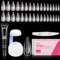 Beetles Tipex Nail Tips Kit Medium Stiletto, 224Pcs 16 Sizes,Pre-building Pre-Etched Strong Thicker Acrylic Tips with Mini U V Lamp Tipex Nail Glue