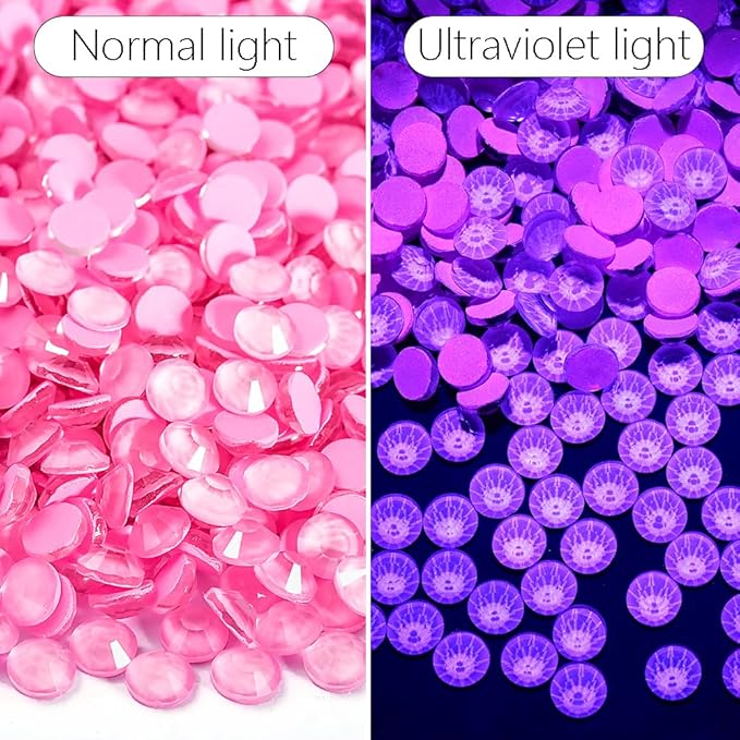 Blinginbox Flatback Rhinestones Round Gems, 288pcs Luminous Series Glass Stones Neon Gems Non Hotfix Crystal Rhinestones for Nail Charms Crafts Clothes Tumblers,New Rose Neon,SS30.