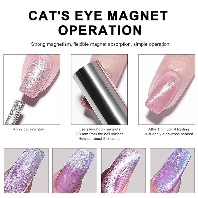 WOKOTO 38Pcs Nail Art Cat Eye Magnet For Nails Gel Polish Magnets Pens For Cat Eye Nail Art Tools Gradient Ombre Design Mini Cube Blocks Cylinder Nail Magnet Magnetic Sticks Tools For Women Nails