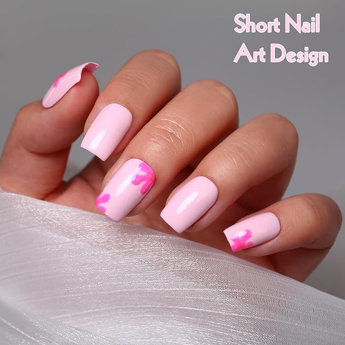 Imtiti Pink Gel Polish Set, 6 Pcs 10ml Same Color Same Bottle Cap Gel Nail Polish Set, Long Lasting 28+ Days, Self-Leveling & Chip-Resistant Nail Art Manicure Salon DIY at Home, Bright Pink(10ml*6)