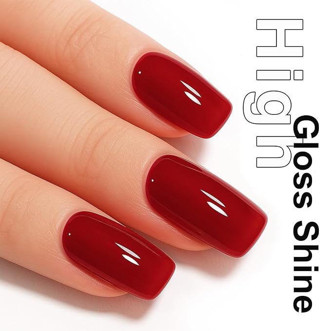 MEGIOR Jelly Red Gel Nail Polish 0.5 Fl Oz Red Transparent Colors Soak Off UV LED Lamp Light Cure Gel Polish Kit for Salon and Nail Art Starter Manicure DIY at Home