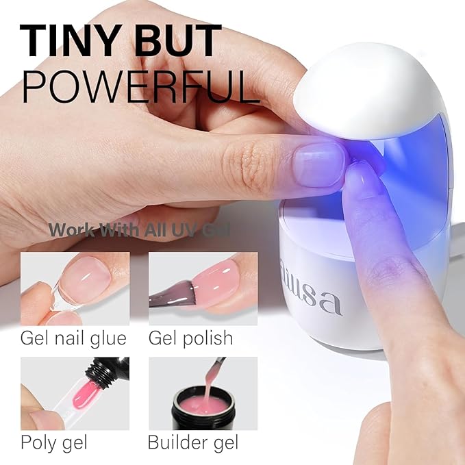 AILLSA Mini UV Light for Gel Nails LED Nail Lamp Flash Cure Lamp Handheld Portable Nail Dryer Single Finger Nail UV Light Rechargeable
