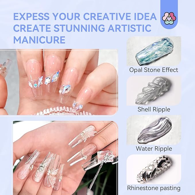 SAVILAND Builder Nail Gel Kit - 60g Clear Nail Extension Gel Set Nail Strengthen Nail Art Manicure Set with 100PCS Nail Forms and Acrylic Nail Brush for Beginners